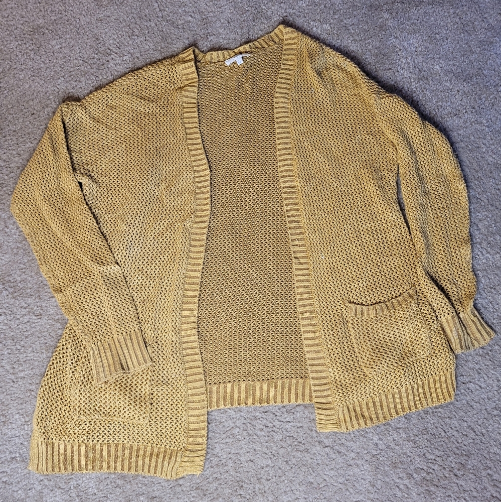 Mudd Fall Yellow Brown Knit Cardigan